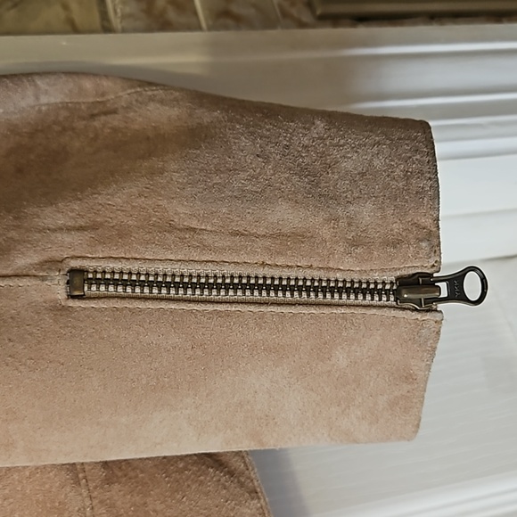 Joseph 100%Suede Tan Hooded Zip Front Jacket; Size Medium - Picture 8 of 9